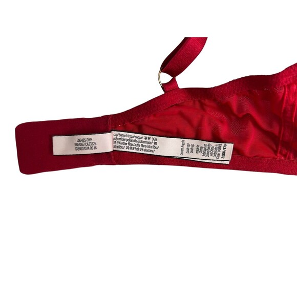 Victoria's Secret Dream Angels Push-up Red Lace Bra with Gold Trim  Size 32DD - Picture 7 of 8